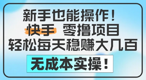 新手也能操作，快手零撸挣米，轻松每天挣2-5张，完全无成本-ai轻创