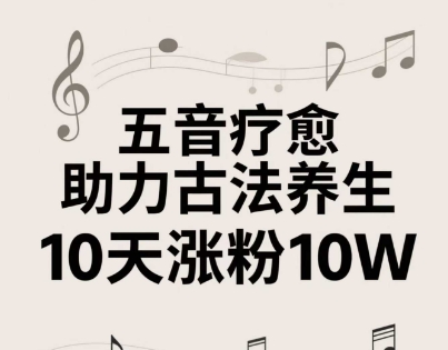 古法五音养生教程，五音疗愈的视频的制作方法，2-4小时就能学会，作者10天涨粉10W-ai轻创