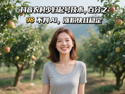 抖音农村少妇起号技术，百分之98不判AI，涨粉快且稳定-ai轻创
