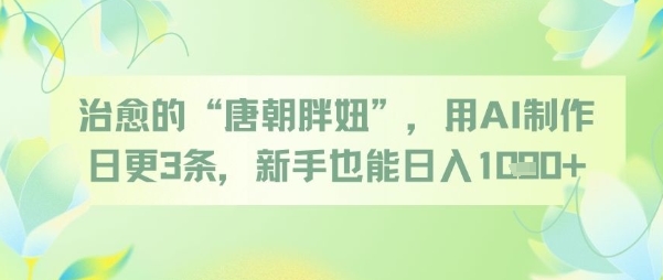 治愈的“唐朝胖妞”，用AI制作日更3条，新手也能日入多张-ai轻创