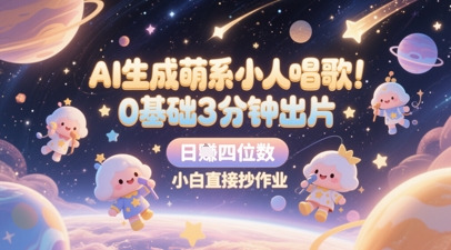 AI生成萌系小人唱歌，0基础3分钟出片，28个作品涨粉8.9W，单条最高19W赞，日入四位数，小白直接抄作业-ai轻创