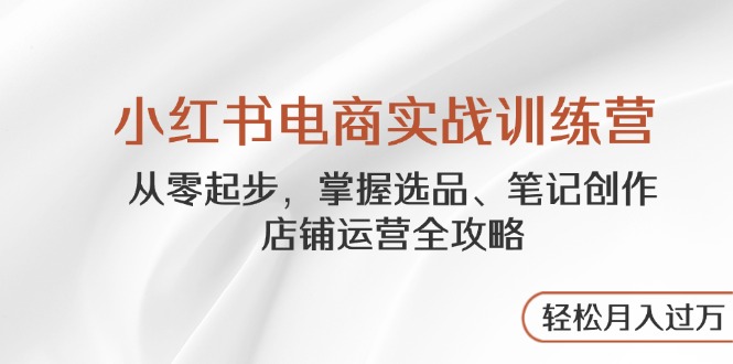 小红书电商实战训练营，从零起步，掌握选品、笔记创作、店铺运营全攻略…-ai轻创