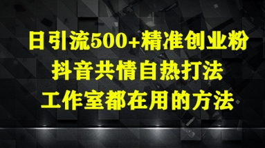 日引流500+精准创业粉，抖音共情自热打法，工作室都在用的方法-ai轻创