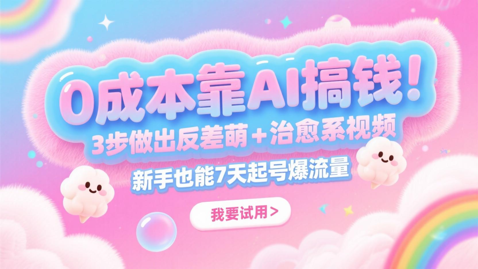 0成本靠AI搞钱！3步做出反差萌+治愈系视频，新手也能7天起号爆流量，月入5位数-ai轻创
