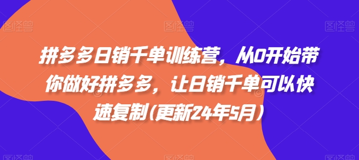 拼多多日销千单训练营，从0开始带你做好拼多多，让日销千单可以快速复制(更新25年5月)-ai轻创