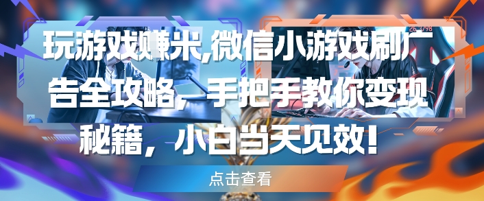 玩游戏挣米，微信小游戏刷广告全攻略，手把手教你变现秘籍，小白当天见效-ai轻创