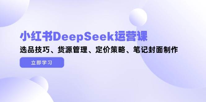 小红书DeepSeek运营课，选品技巧、货源管理、定价策略、笔记封面制作-ai轻创