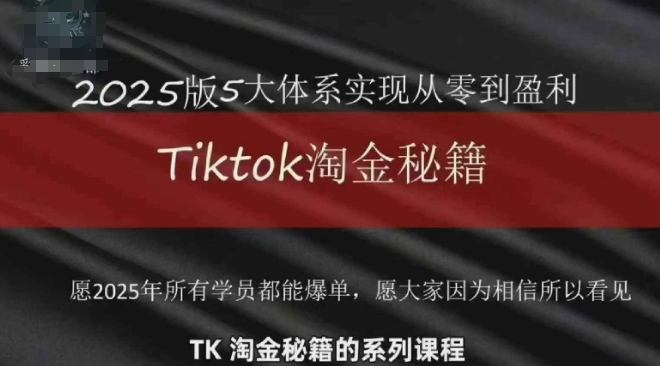 TikTok跨境2025淘金秘籍，​2025TikTok从0到盈利变现-ai轻创