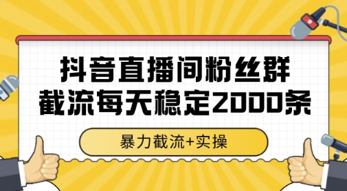 抖音直播间粉丝群暴力截流，一台电脑每天稳定2000条数据，暴力截流+实操 【揭秘】-ai轻创