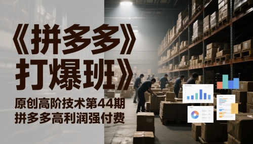 《拼多多打爆班》原创高阶技术第44期，拼多多高利润强付费-ai轻创