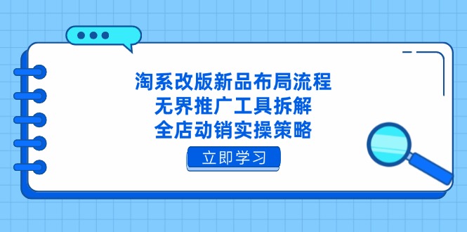 淘系改版新品布局流程，无界推广工具拆解，全店动销实操策略-ai轻创
