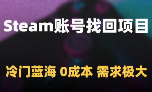 Steam账号找回项目，冷门蓝海，0成本，需求极大-ai轻创