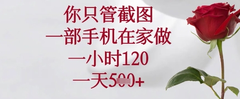 你只管截图，一部手机在家可以做，一小时120.一天5张+【揭秘】-ai轻创