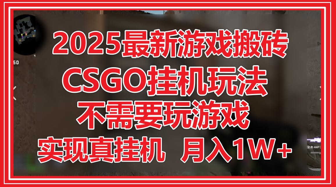 2025最新游戏搬砖，CSGO挂机，不需要玩游戏，实现真挂机，月入1W+-ai轻创