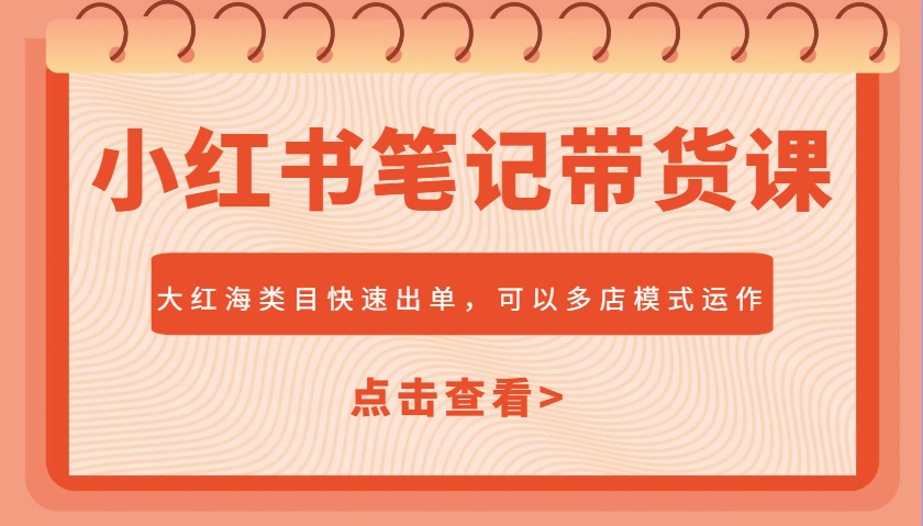 小红书笔记带货课，大红海类目快速出单，市场大，可以多店模式运作(更新)-ai轻创