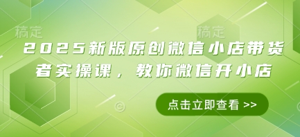 2025新版原创微信小店带货者实操课，教你微信开小店-ai轻创
