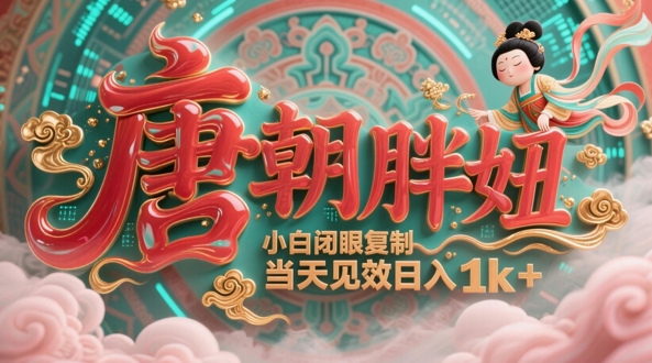 用AI克隆“唐朝胖妞”日更3条，平台疯狂推流，小白闭眼复制，当天见效，日入1k+-ai轻创