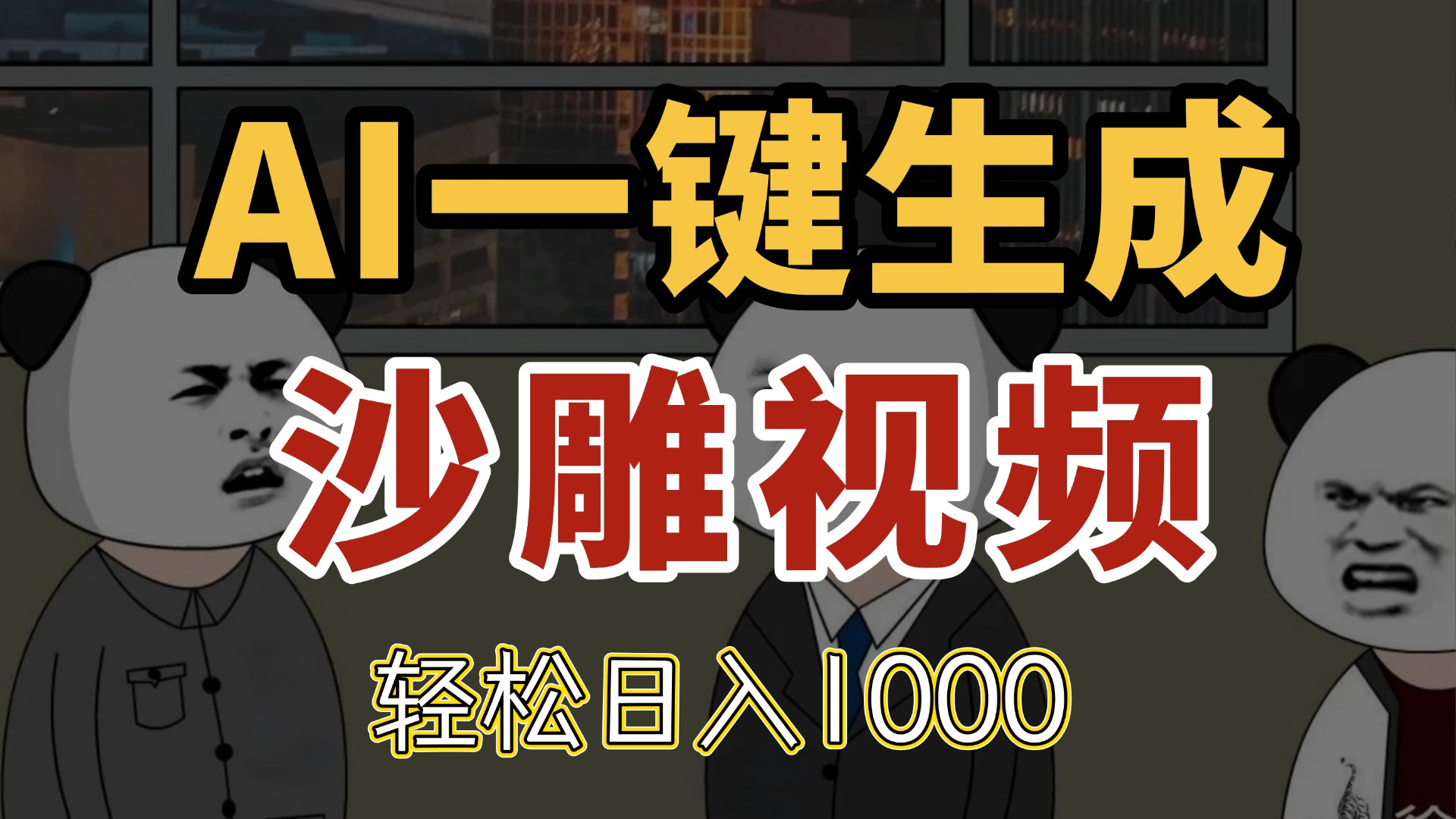AI一键生成沙雕视频，一条视频千万播放，轻松日入1000-ai轻创