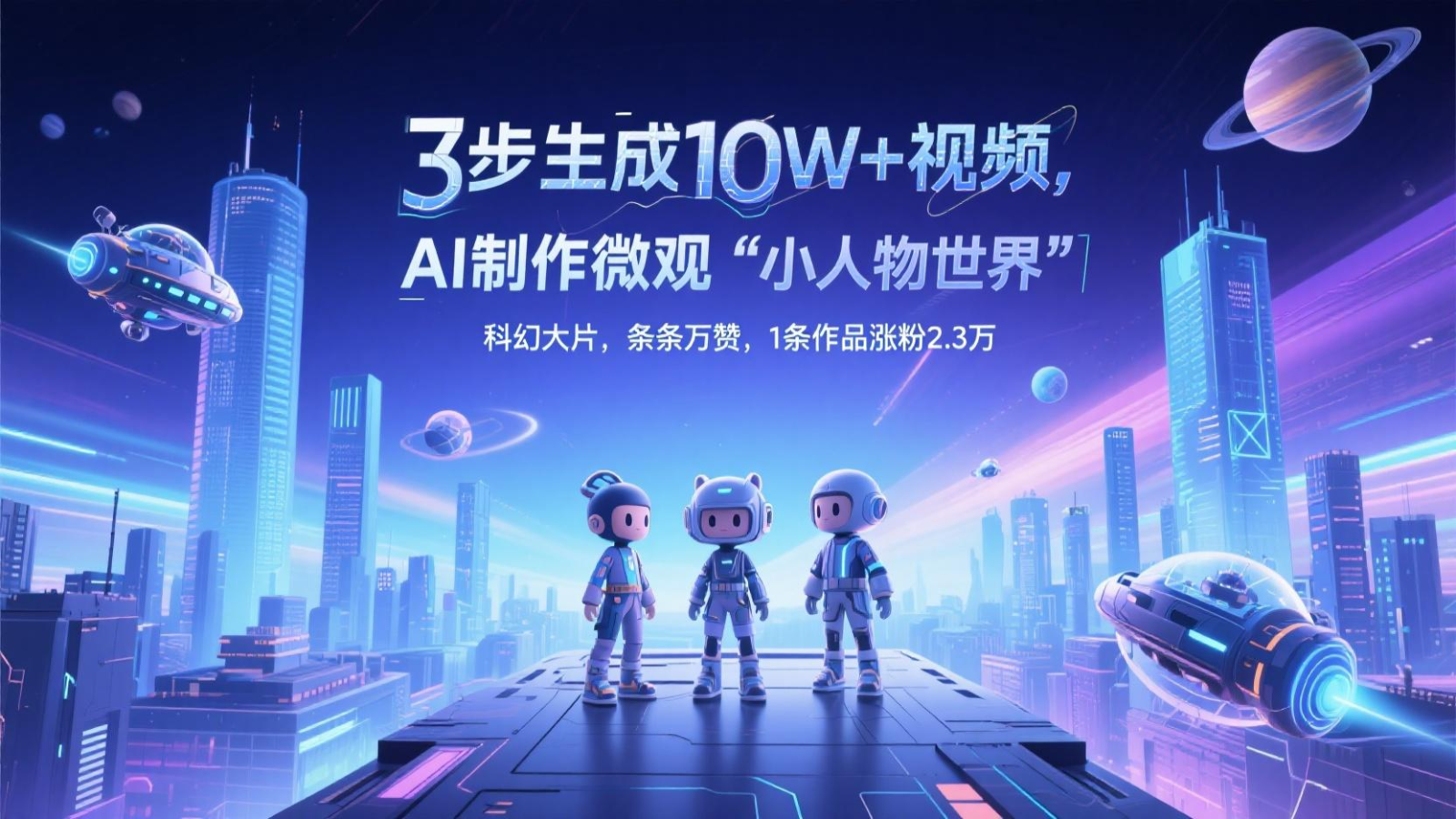 三步生成10W+视频，AI制作微观“小人物世界”科幻大片，条条万赞，1条作品涨粉2.3万-ai轻创