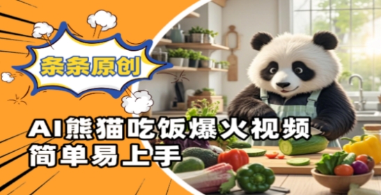 Ai熊猫吃饭爆火视频，条条原创，简单易上手-ai轻创