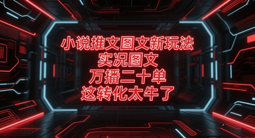 小说推文图文新玩法，实况图文，万播二十单，这转化太牛了！-ai轻创