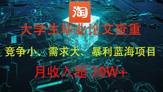 大学生毕业论文查重，暴利蓝海项目，月收入过1W+-ai轻创