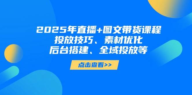 2025年短视频图文带货+直播带货：投放技巧、素材优化、后台搭建、全域投放等-ai轻创
