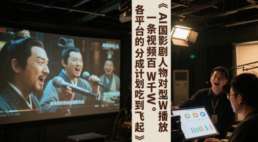AI三国影视剧人物对口型唱歌玩法，一条视频百W千W播放，各平台的分成计划吃到飞起-ai轻创