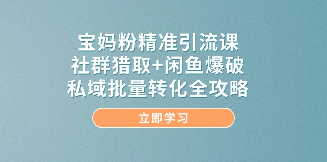 宝妈粉精准引流课，社群猎取+闲鱼爆破，私域批量转化全攻略-ai轻创